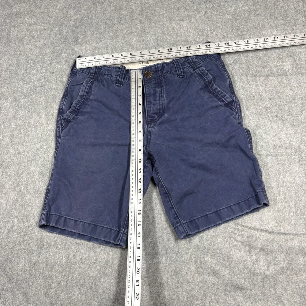 Abercrombie & Fitch Navy Blue Chino Shorts Size 30 Mid Rise Cotton Twill